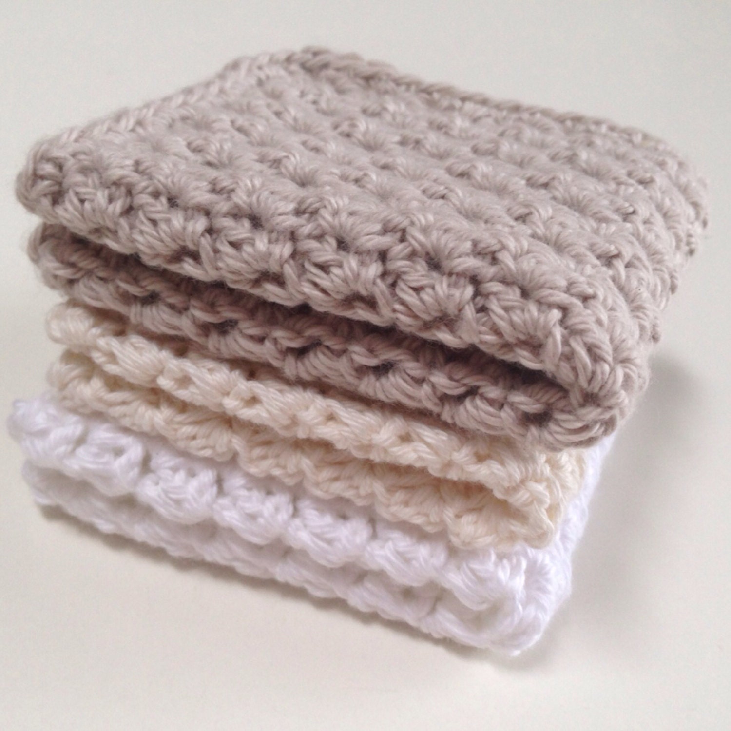Crochet Face Cloth Washers 100 Cotton Set of 3 by kylieB on Etsy