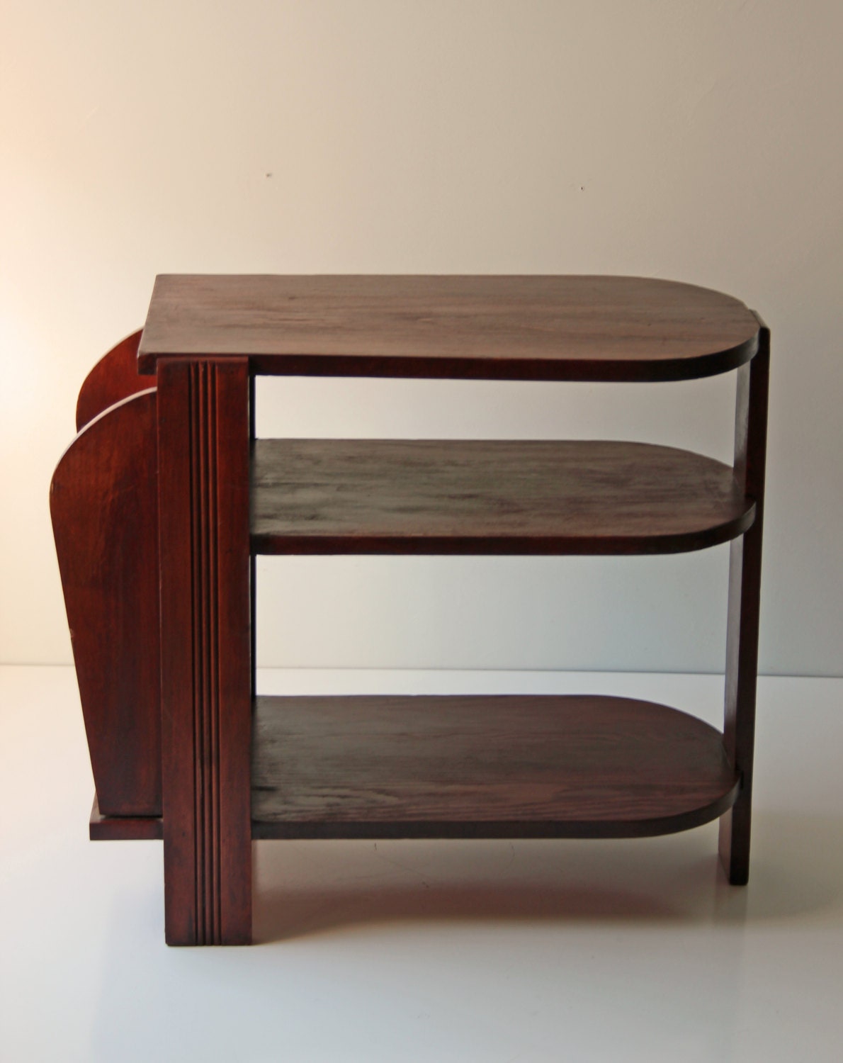 vintage mahogany side table magazine rack