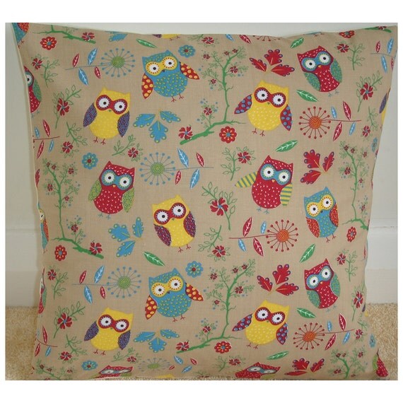 16x16 Owls Pillow Cover 16x16 Throw Cushion Case