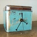 turquoise canister clock retro vintage 1950's chrome kitchen rockabilly kitsch