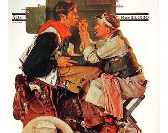 Gary Cooper - Norman Rockwell - Saturday Evening Post Cover - 1989 Vintage Book Page - 10 x 12