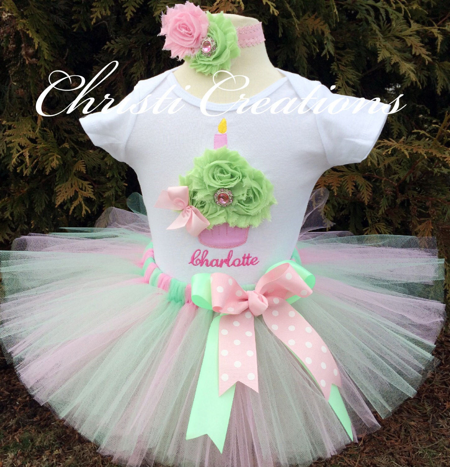 Baby Girl 1st Birthday Tutu Outfit Cupcake by ChristiCreations