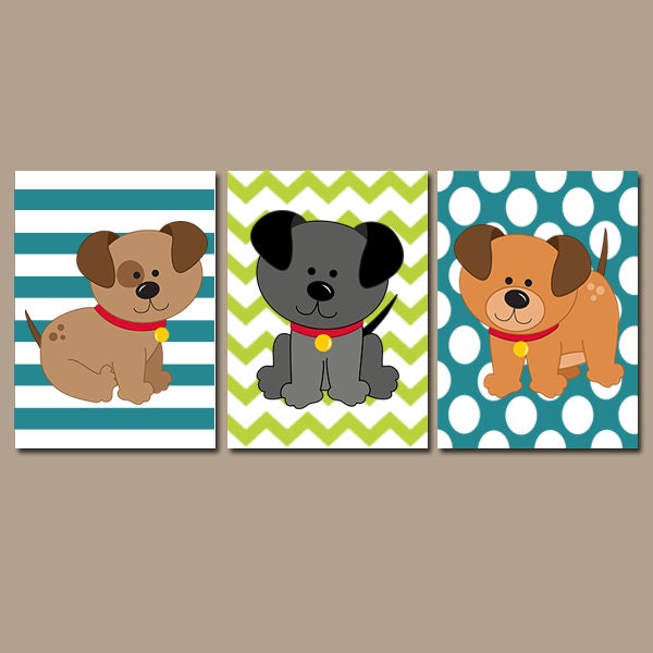 Dogs Wall Art CANVAS or Prints Girl Boy Nursery Child DOG