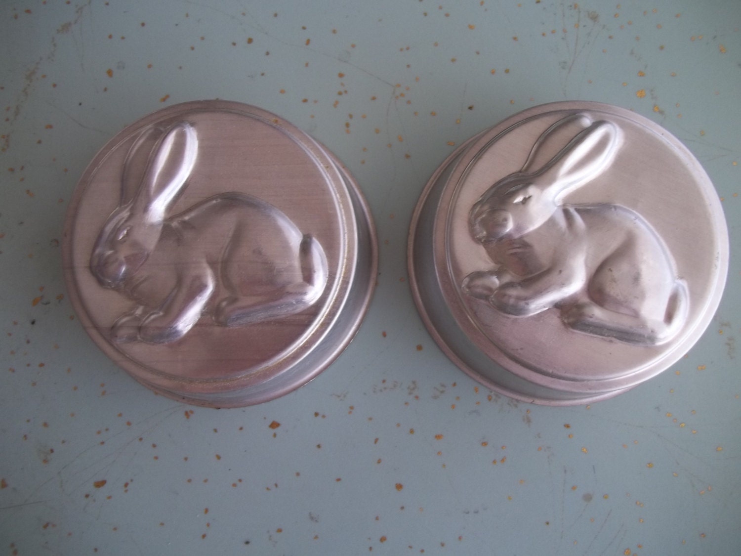 Bunny Rabbit Mold Set of 2 Vintage Aluminum Molds