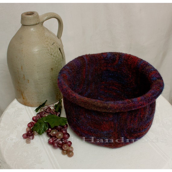 Large Felted Bowl in Jewel Tones