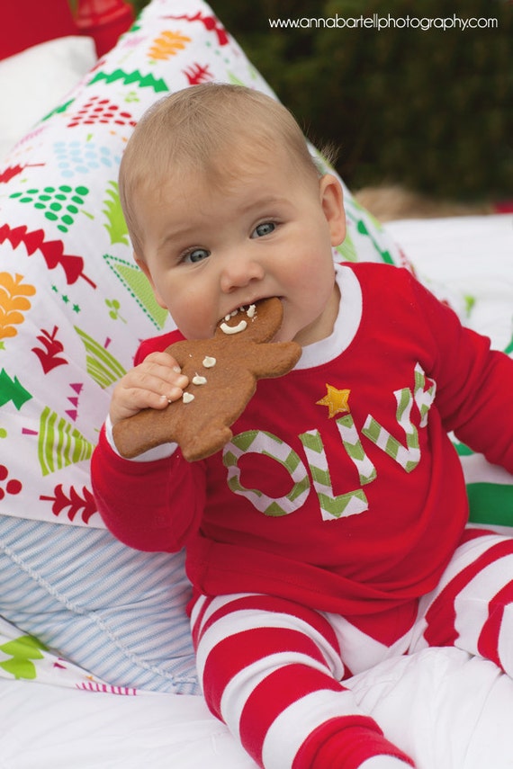 Items similar to Personalized Red and White Christmas Holiday Applique ...