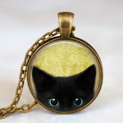 Black cat necklace black cat pendant black cat