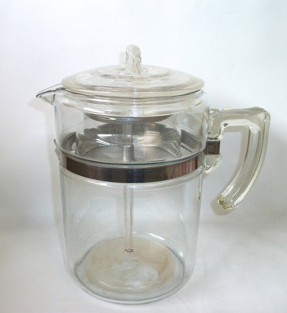 Vintage Pyrex Coffee Pot Blue Flameware Glass 9 Cups Retro