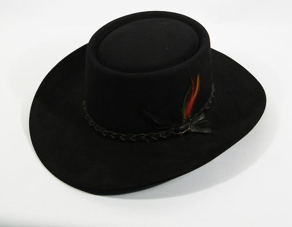 Stetson Cowboy Western Hat Black 4X Beaver Fur Felt Sz 7 1/8