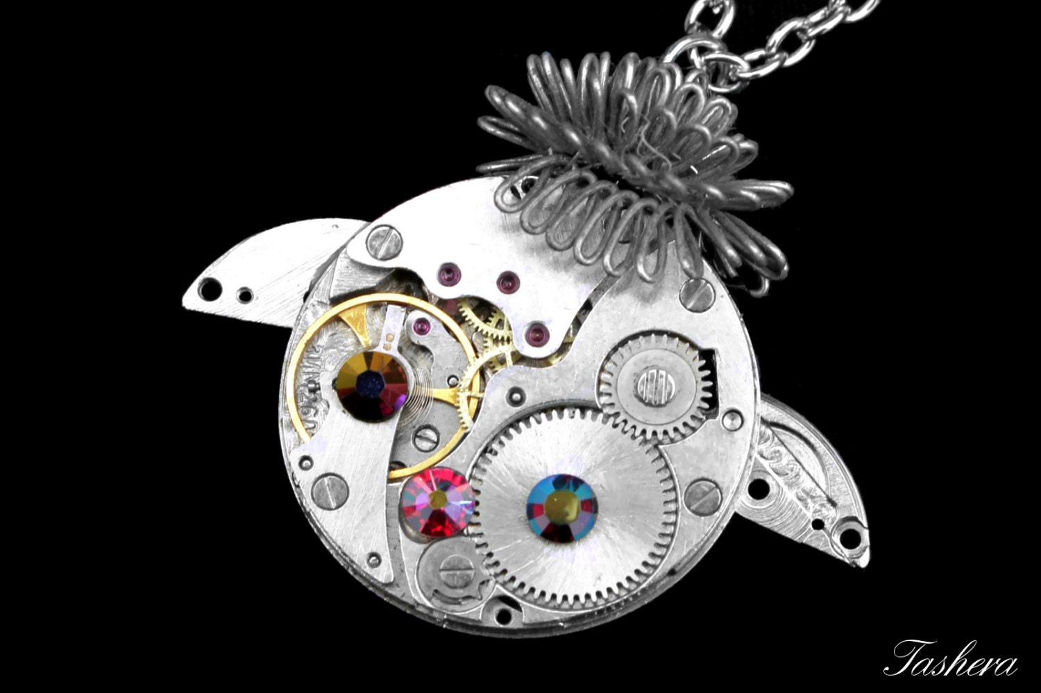 Steampunk Lamb Necklace, Steampunk Sheep Necklace, Silver Sheep Necklace, Clockwork Lamb Necklace, Geekery, Vintage Watch, Silver Jewelry