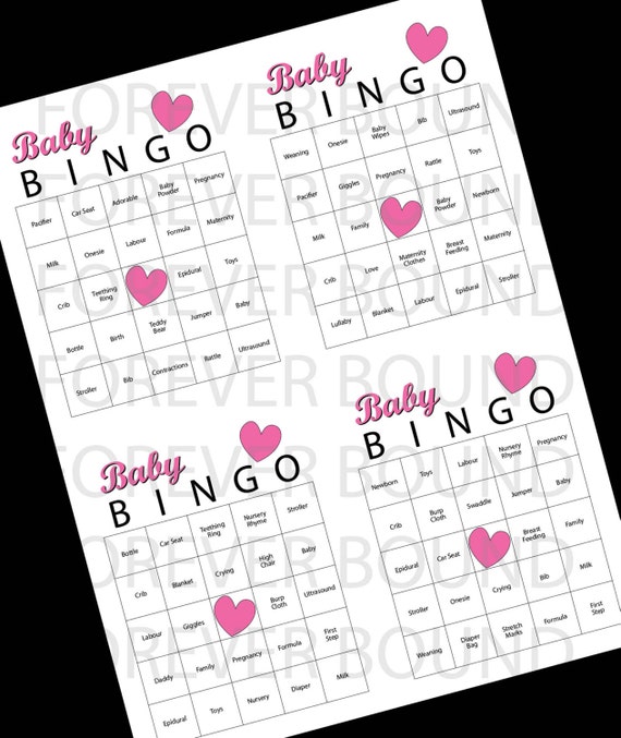 Pink Baby Bingo-Print your own PDF INSTANT DOWNLOAD