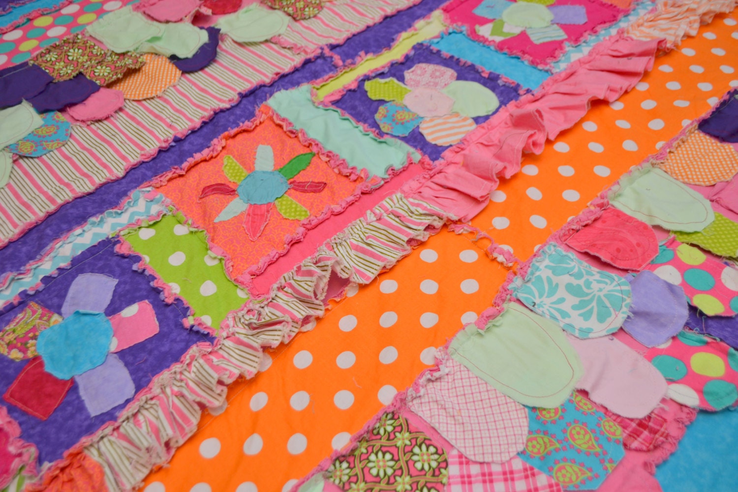 Custom Twin Size RAG QUILT with Ruffles & by avisiontoremember