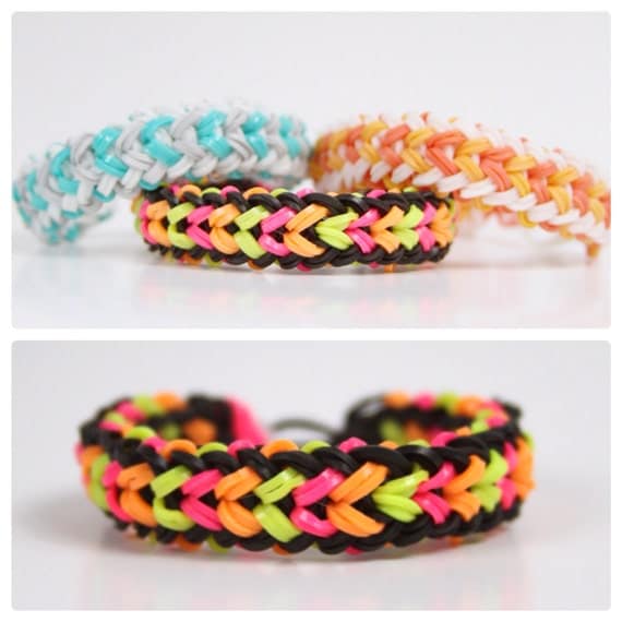 Rainbow Loom Small Basket Weave Neon Lights