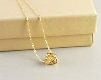 Gold Knot Necklace, Knot Jewelry, Love Knot, Everyday Necklace, Bridesmaid Necklace, Tie The Knot