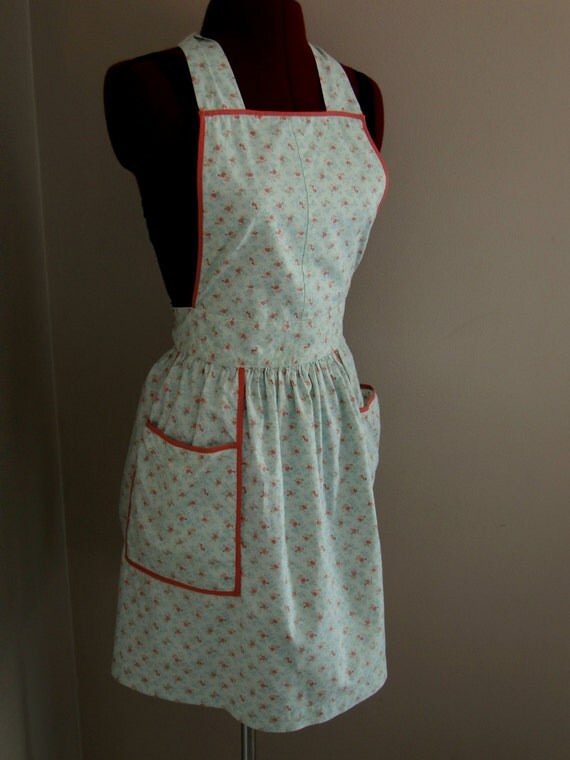 Vintage Fifties Cotton Apron With Pockets