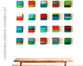 Original Wall Sculpture | Custom Wood Blocks Wall Art | Contemporary 3D Wall Art | Corporate Art | Rosemary Pierce Modern Art
