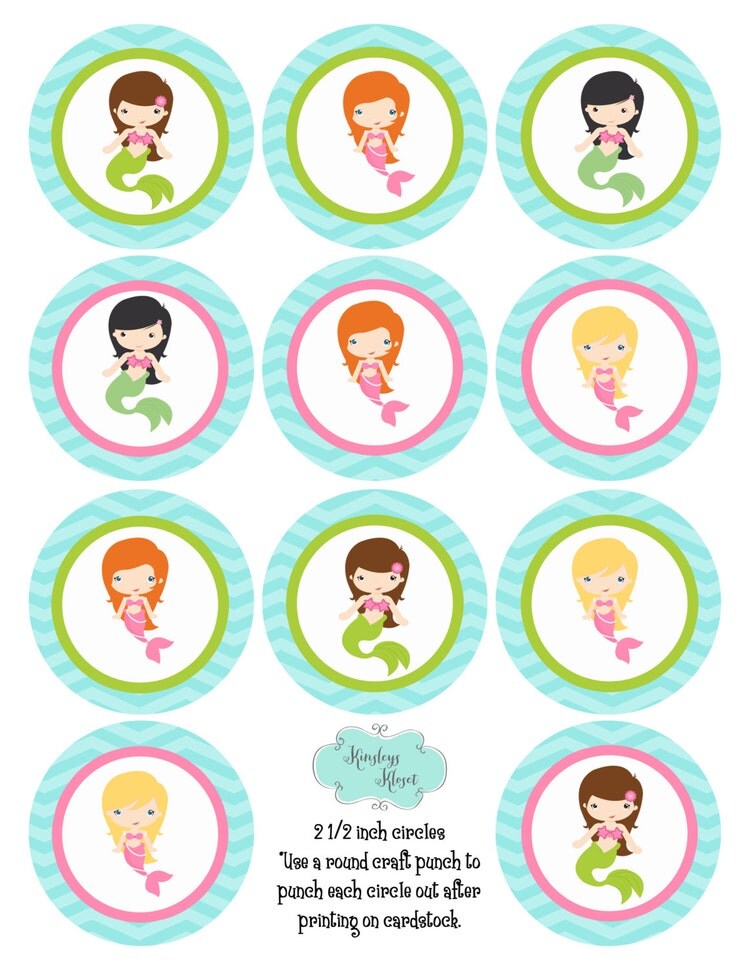 Mermaid cupcake toppers Mermaid Birthday Party by