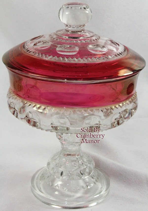 Kings Crown Thumbprint Ruby Red Glass Indiana Tiffin 9149