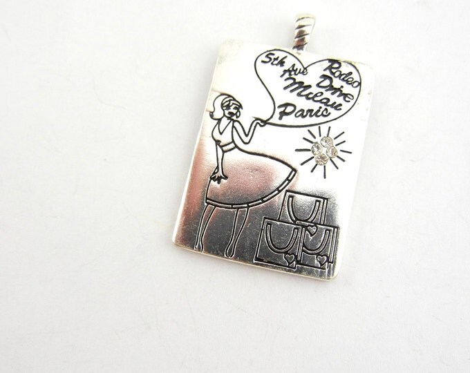 Silver-tone Shopping Message Charm