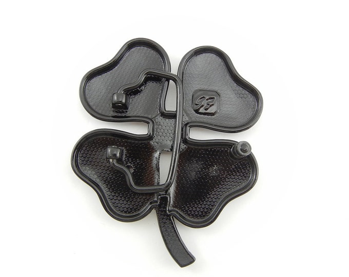 Large Black Epoxy-tone Four Leaf Clover Belt Buckle