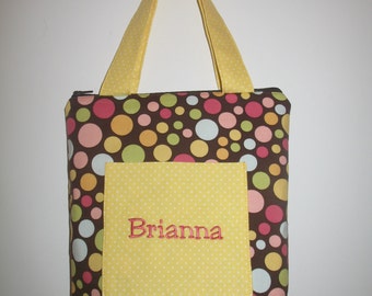 Personalized tote bag - brown dotted