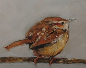 WREN BIRD Abstract Art Giclee print from my original oil painting