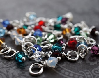 Swarovski Crystal Birthstone Charm in Sterling Silver or Gold Filled - EWD Extras and Add Ons
