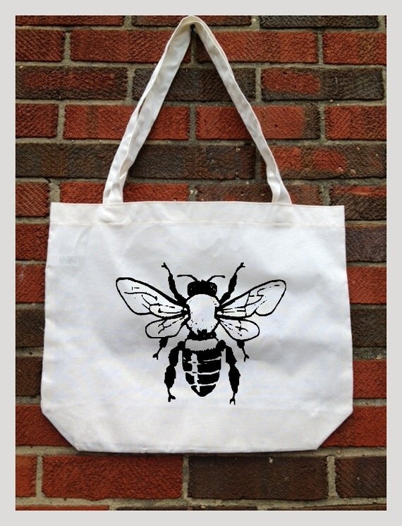 tote bag. Bee. Cotton Tote. Save the Bees. by pinkboxstudio
