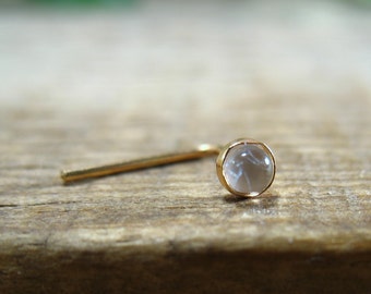 Moonstone Nose n Tragus Stud - Moonstone Nose Stud, Moonstone Tragus Stud, Gold Tragus Stud, Gold Nose Stud, L Nose Stud, Gemstone Nose Stud