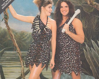 Butterick 5801 1980s Mens and Misses CAVEMAN Costume Pattern Adult Teen Unisex Vintage Very Easy Sewing Pattern XS SM M L Chest 30 40 Uncut