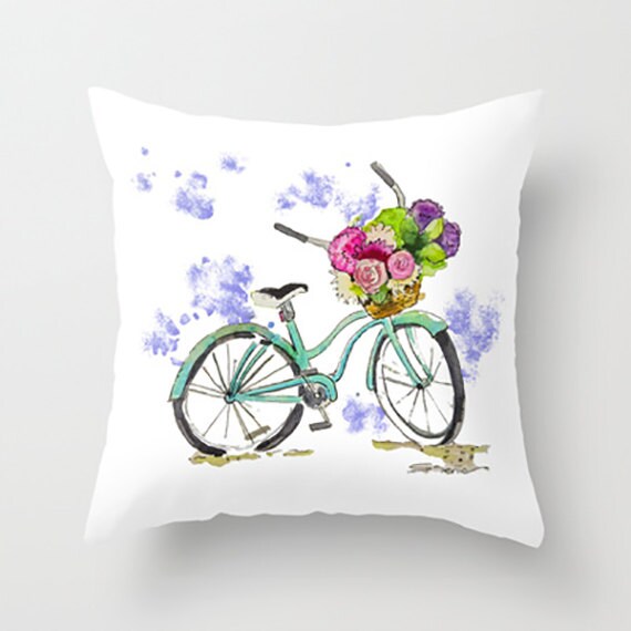 Blue Bicycle Pillow-Decorative Pillow-Throw