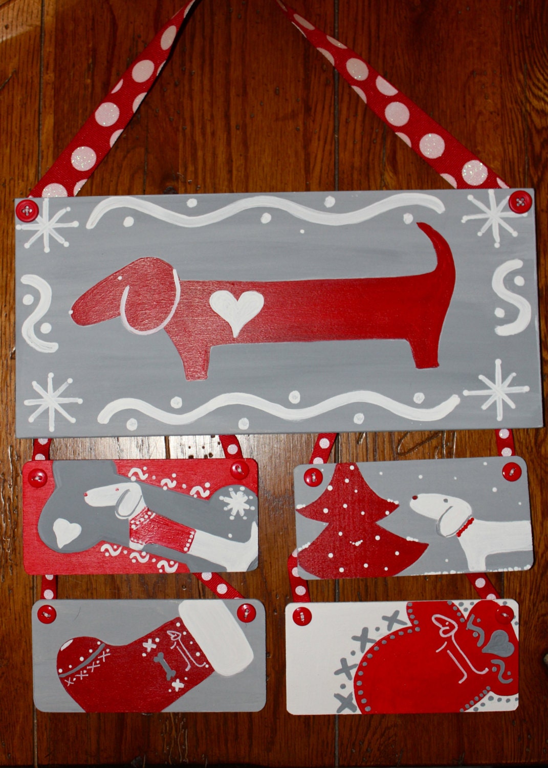 Dachshund Christmas Set 5 of Home Decorations by MaxMinnieandMe