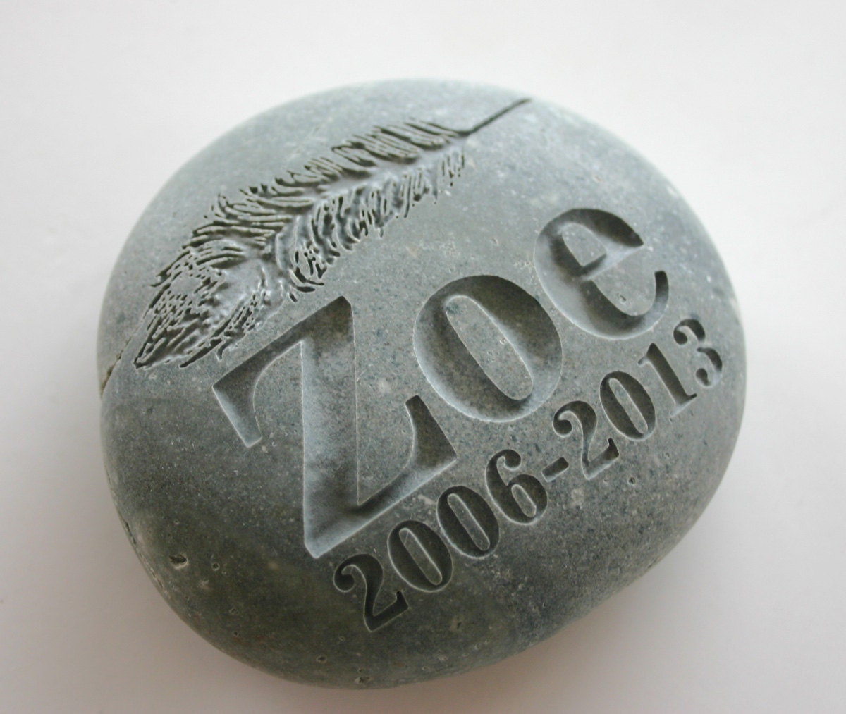 Custom Engraved Memorial Stone Pet Loss Grave Marker Feather