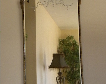 Antique Hollywood Regency Large Gilt Mirror