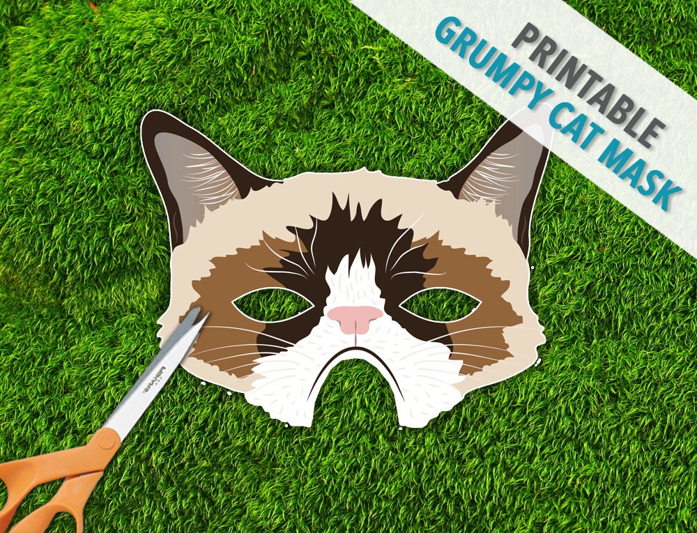 Grumpy Cat Printable Mask Photo Booth Prop Grumpy by theRasilisk