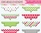 50% OFF SALE Holiday Red Green and Gray Half Tag Frames Clipart Personal & Commercial Use Clip Art Graphics INSTANT Download Il_170x135