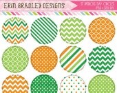 50% OFF SALE St. Patricks Day Circle Frame Clipart Graphics Digital Clip Art Holiday Circles INSTANT Download Il_170x135