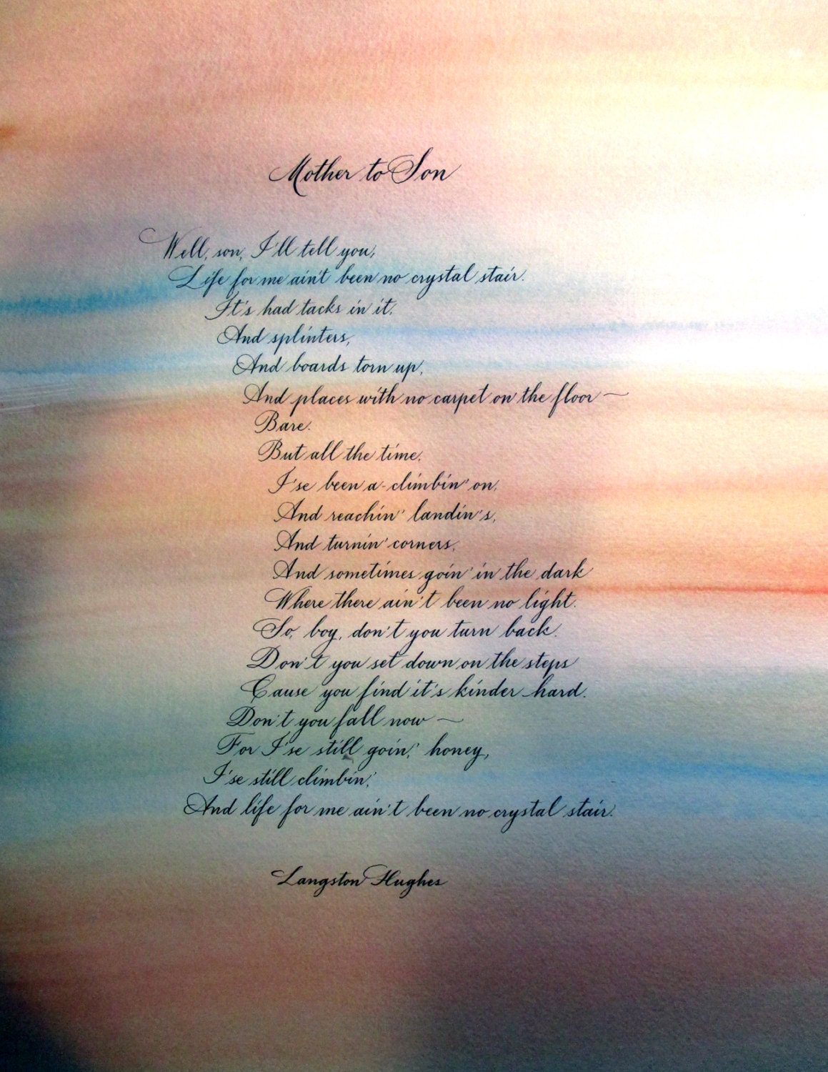 No Crystal Stair Mother to Son Langston Hughes poem 8x10