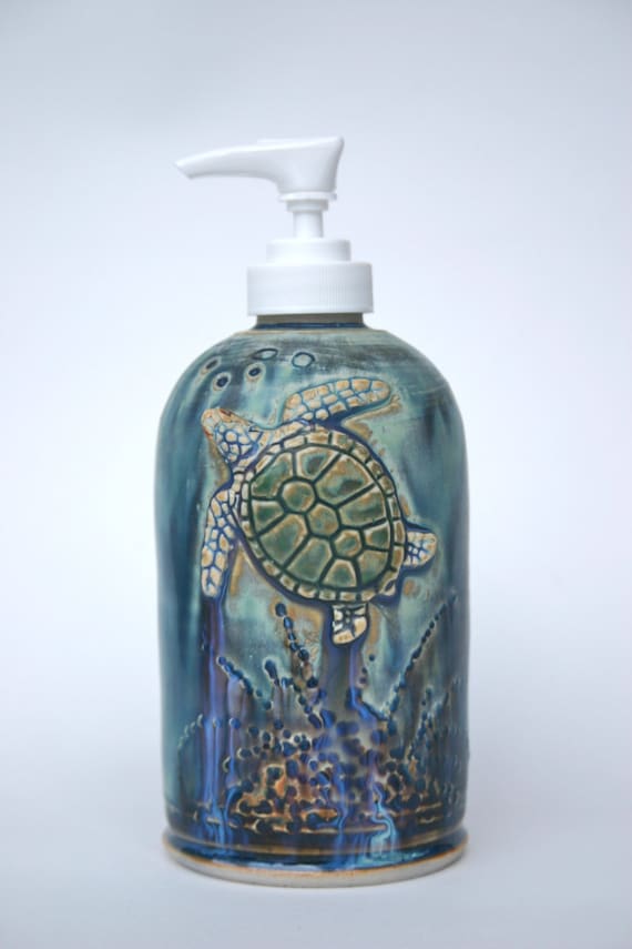 Sea Turtle Soap/Lotion Dispenser by ClayFantaSea on Etsy