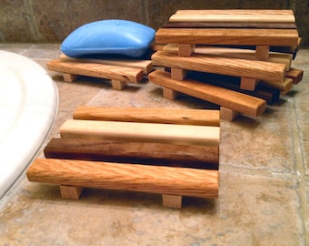 25 to 40 Standard reclaimed wood soap dishes - made of a wide variety of reclaimed wood types