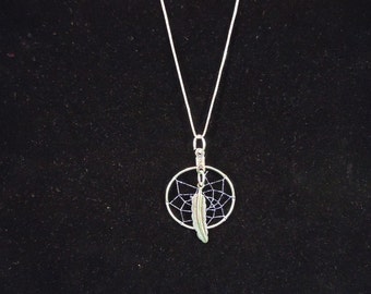 18" Sterling Silver Purple Dream Catcher Necklace Native American Made