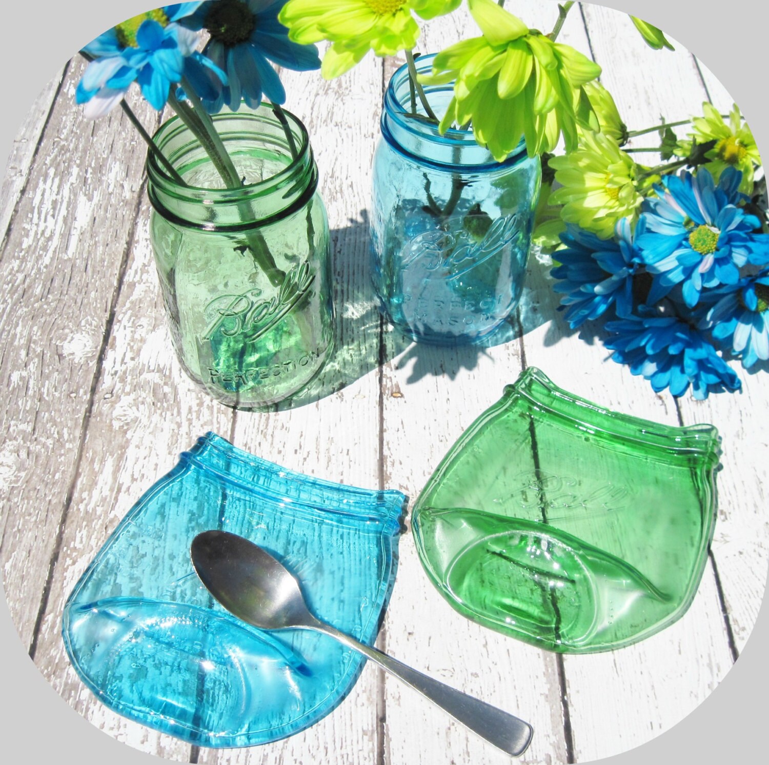 Foggy Slumped Jar Melted Glass with Cloudy Imperfections