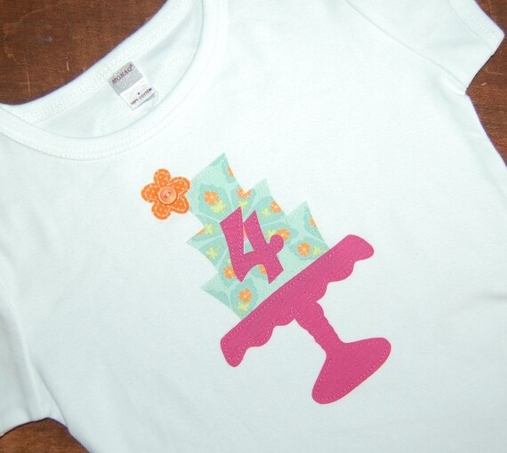 The Cassey Flower Vintage Cake Stand ... girls birthday shirt ... Il_570xn