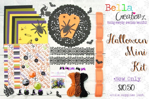 SALE New Halloween Embellishment Kit - October Embellishment Kit - Card Kit - Scrapbook Embellishement Kit