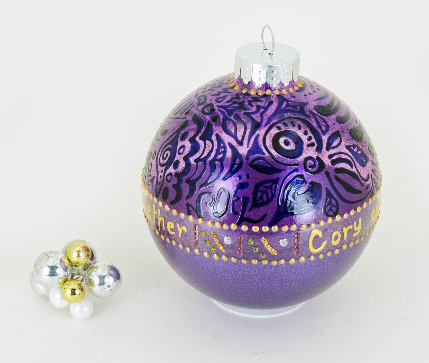 purple personalized hand painted glass ornament florina purple personalized hand painted glass ornament florina