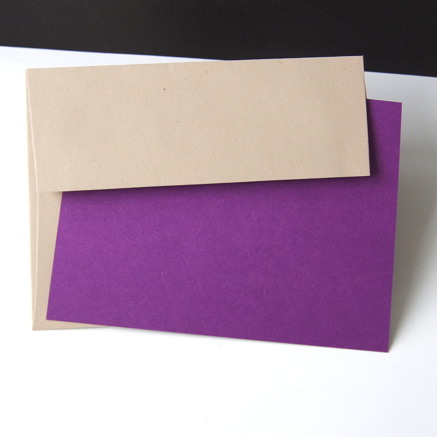 12 Blank A2 Note Card Set with Kraft Envelopes . Flat Cards in