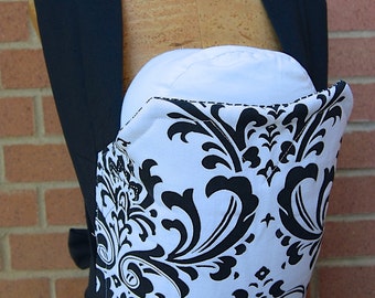 Reversible Mei Tai Carrier - Black Damask and Houndstooth