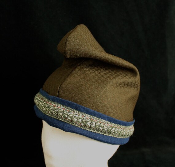 Mens Historical Hat Phrygian Cap in Olive Army Green Wool