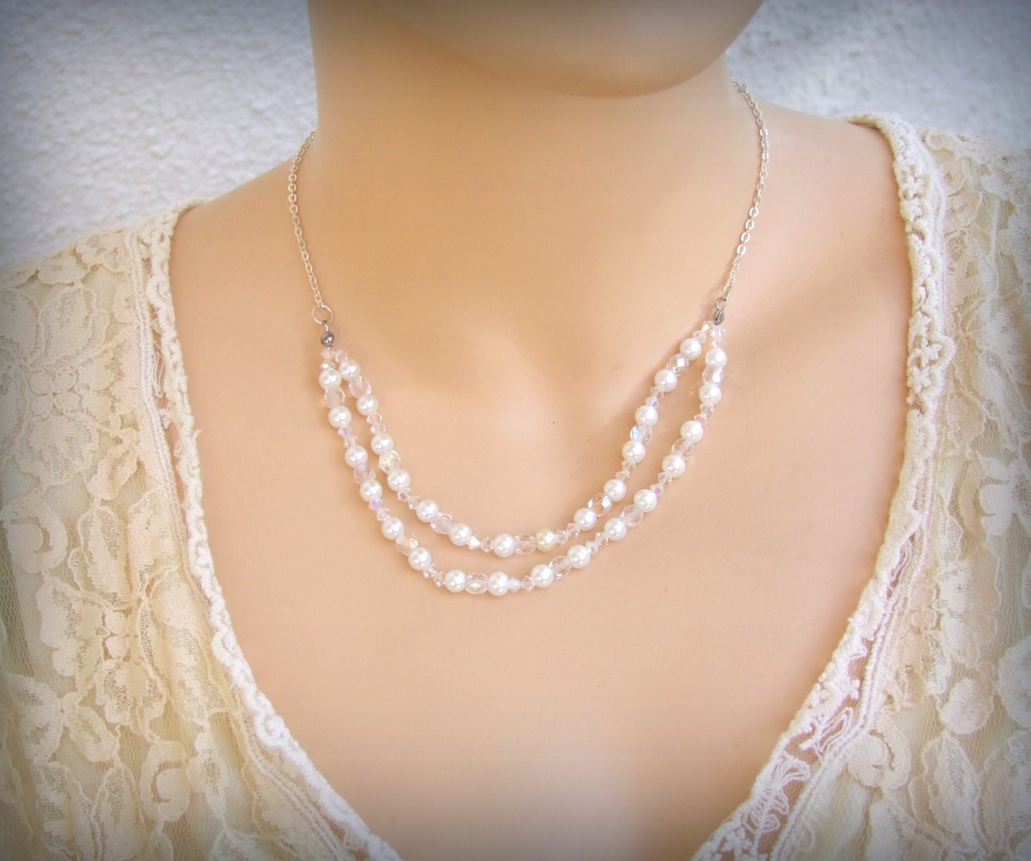 20 OFFWedding Pearl Necklace, Bridal Necklace, Crystal