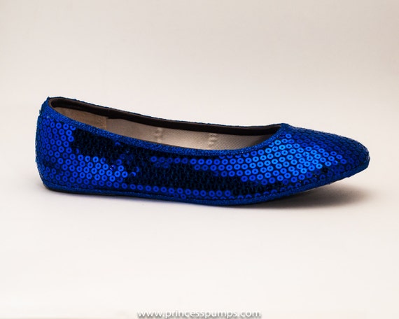 Royal Blue Sequin Ballet Flats Shoes by princesspumps on Etsy